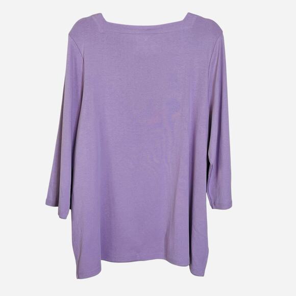 Chico’s Tunic Top Women's Sz 4 / XXL 100% Pima Cotton Square Neck Lilac NEW - Picture 2 of 7